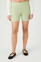 Women's Cotton-Blend Biker Shorts in Lily Pad Large