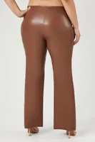 Women's Faux Leather Flare Pants in Chocolate, 0X
