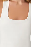 Women's Ribbed Knit Tank Top in Cream, XL