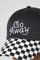 Men Embroidered Go Away Trucker Hat in Black/White