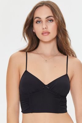 Women's Mesh Cropped Lingerie Cami in Black Small
