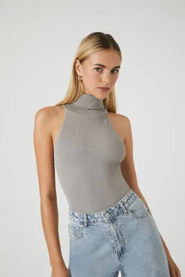 Women's Seamless Turtleneck Bodysuit in Grey, M/L