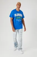 Men Florida Trouble in Paradise Graphic Tee in Blue, XXL