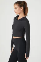 Women's Active Seamless Cropped Hoodie Black