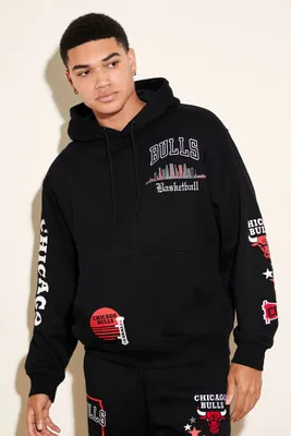 Men Chicago Bulls Embroidered Hoodie in Black Large