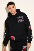 Men Chicago Bulls Embroidered Hoodie in Black Large