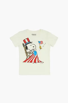 Girls American Snoopy Graphic T-Shirt (Kids) in Cream, 11/12