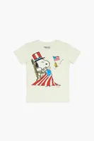 Girls American Snoopy Graphic T-Shirt (Kids) in Cream, 9/10