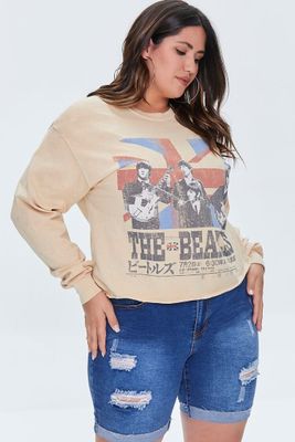 Women's The Beatles Graphic T-Shirt in Taupe, 1X
