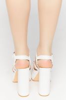 Women's Faux Leather Caged Platform Heels White,