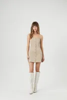 Women's Button-Front Strapless Mini Dress Maple