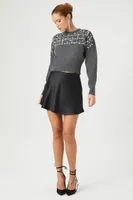 Women's Faux Gem Longline Sweater Grey/Silver