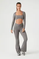 Women's Active Square-Neck Crop Top in Dark Grey Medium