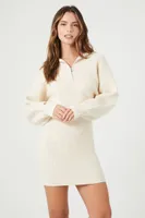 Women's Half-Zip Mini Sweater Dress in Vanilla, XXL