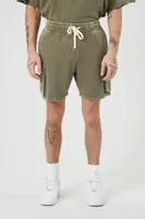 Men Mineral Wash Drawstring Shorts in Light Olive Medium