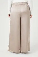 Women's Satin Wide-Leg Pants in Grey, 0X