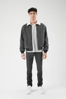 Men Faux Shearling Mineral Wash Jacket in Black, XXL