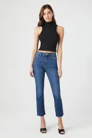 Women's Ribbed Turtleneck Crop Top