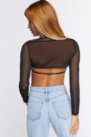 Women's Sheer Mesh Crop Top in Black Large