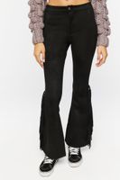 Women's Faux Suede Fringe Flare Pants in Black Small