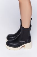 Women's Lug-Sole Chelsea Boots in Black/Cream, 5.5