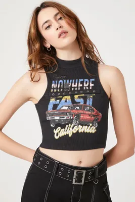 Women's Going Nowhere Cropped Tank Top in Black Small