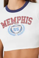 Women's Memphis Graphic Ringer Cropped T-Shirt in White Small