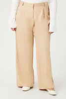 Women's Pinstriped Trouser Pants in Khaki/White, 0X