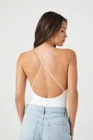 Women's Seamless Crisscross Bodysuit in White Medium