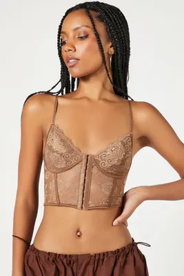 Women's Bustier Hook-and-Eye Cropped Cami in Mocha Medium