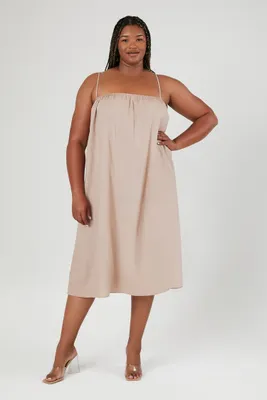 Women's Relaxed Cami Midi Dress in Taupe, 3X