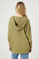 Women's French Terry Drop-Sleeve Hoodie in Olive Small