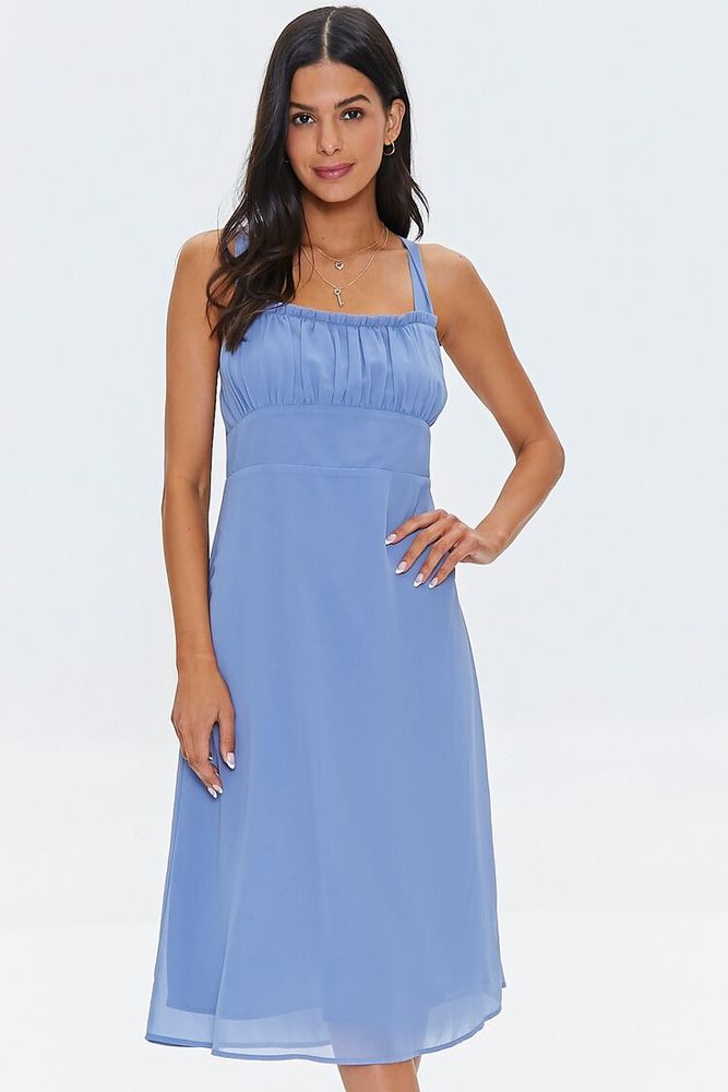 Women's Crisscross Midi Dress in Periwinkle Medium