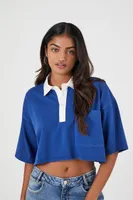 Women's Cropped Rugby Shirt Dark Blue