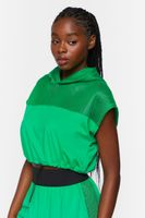 Women's Active Mesh Panel Drawstring Top in Green Haze Medium