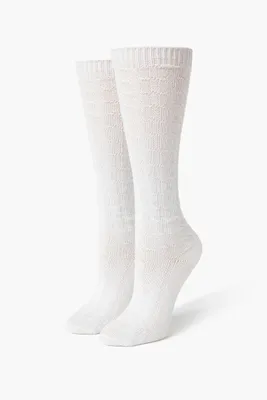 Cable Knit Knee-High Socks in Cream