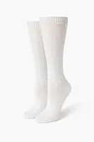 Cable Knit Knee-High Socks in Cream