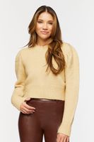 Women's Glitter Knit Ribbed-Trim Sweater in Khaki, XL