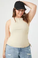 Women's Ruched Rib-Knit Tank Top in Warm Sand, 1X