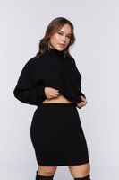 Women's Ribbed Sweater & Skirt Set in Black, 4X