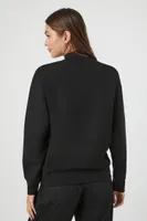 Women's Fleece Mock Neck Sweater in Black Medium