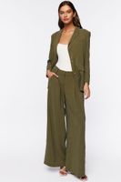 Women's High-Rise Wide-Leg Trousers in Olive, XS