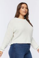 Women's Ribbed Crew Sweater in Vanilla, 0X