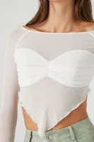 Women's Sheer Mesh Crop Top White