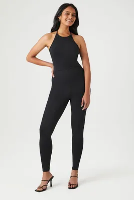 Women's Crisscross Halter Jumpsuit in Black Small