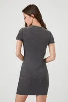 Women's Ribbed Knit T-Shirt Dress in Black Small