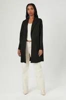 Women's Faux Suede Open-Front Trench Coat in Black Medium