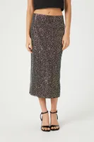 Women's Sequin Straight Midi Skirt in Black, XS