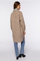 Women's Brushed Houndstooth Longline Shacket in Brown/Cream Small