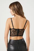 Women's Lace Cropped Bustier Cami in Black Small